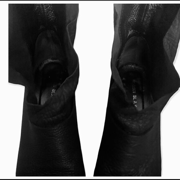 Bryan Blake Black Pebbled Leather Ankle Booties 37.5 - Picture 3 of 13